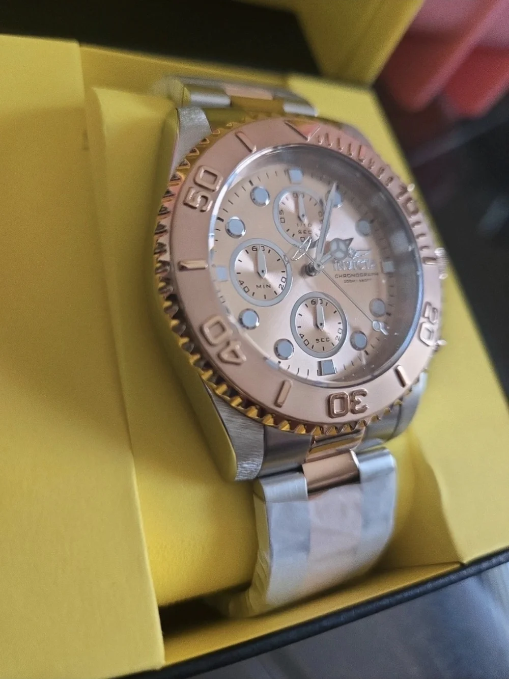 1775 Invicta Pro Diver Men’s Rose Gold and Silver Two-Tone Watch 43.5mm
